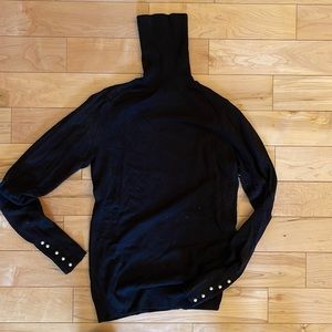 Zara black turtleneck with pearl sleeve detail
